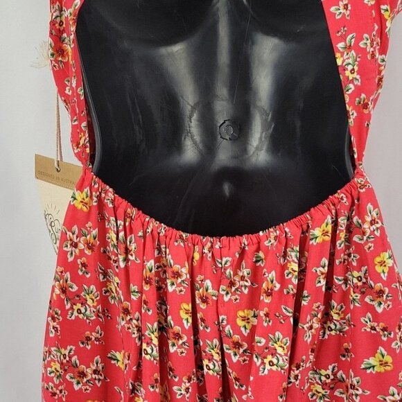Sunday Mi Amor Floral Backless Halter Dress Coral Size XS NWT - Picture 7 of 12